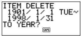 CASIO SF-4985ER - To delete multiple data items in the Schedule Keeper Mode or Expense Mode - 1