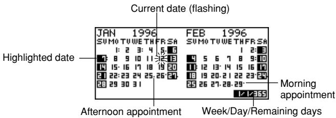 CASIO SF-5980 - To enter the Calendar Mode - 1