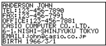 CASIO SF-5980 - Data Display Format (Telephone Directory) - 1