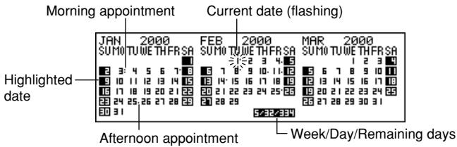CASIO SF-7100SY - To enter the Calendar Mode - 1