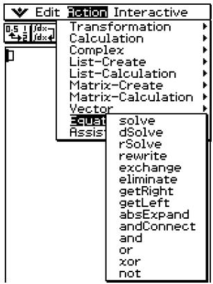 CASIO CLASSPAD 300 PLUS - Emploi du sous-menu equation/inégalité - 1