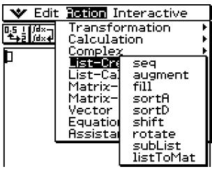 CASIO CLASSPAD 300 PLUS - Emploi du sous-menu création-liste - 1
