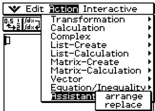 CASIO CLASSPAD 300 PLUS - Emploi du sous-menu assistant - 1