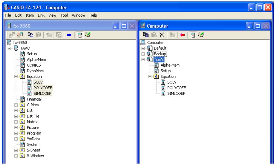 CASIO FA-124 - Use your mouse to drag the selected file to the fx-9860 window icon to transfer it. - 1