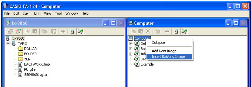 CASIO FA-124 - Importing a Flash Image or Memory Image - 1