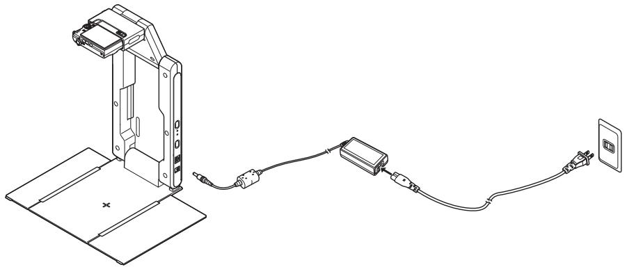 CASIO YC-430 - Connecting the AC Adaptor to the PJ Camera Stand - 1
