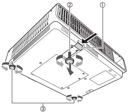 CASIO XJ-M140,  XJ-M150,  XJ-M240,  XJ-M245,  XJ-M250 - Changing the Projector Elevation Angle - 1