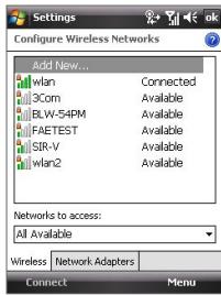 HTC DOPOD D600 - - Configure Wireless Networks screen. - 1