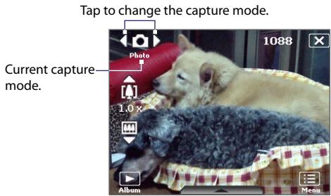 HTC DOPOD D600 - To change the capture mode - 1
