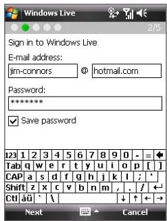 HTC DOPOD D600 - To set up Windows Live for the first time - 1