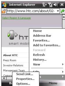 HTC DOPOD D600 - Internet Explorer® menu - 3