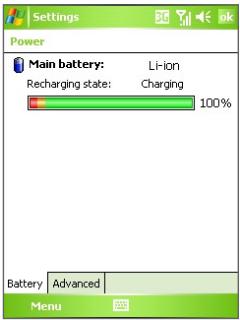 HTC 3600 - Check the battery power - 1