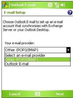 HTC 3600 - Set up e-mail accounts using E-mail Setup Wizard - 1