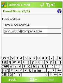 Outlook E-mail E-mail Setup (2/6) E-mail address Enter e-mail address: john_smith@company.com