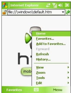 Internet Explorer file:///windows\default.htm Home Favorites... Add to Favorites... Forward Refresh History... View Zoom Tools Edit Favorites Menu