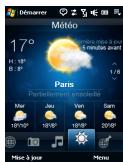 Démarrer Météo 17° H : 18° B : 8° 1/8 Paris Parbêtement ansolette Mer Jeu Ven Sam 18°0° 18°0° 18°0° 20°0° Mise à jour Menu