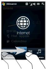 HTC TOUCH 3G - Pour basculer entre les onglets de l'écran d'accueil - 1