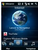 Démarrer Internet Lancer in Navigator www.mis.com YouTube Explore Windows Mobile Plus Navigateur
