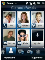 Démarrer Contacts Favoris Phil Natasha Ben Jerome Kate Ajouter Répertoire Supprimer
