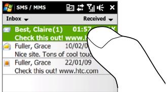 HTC TOUCH PRO 2 - To open a thread and view the exchange of text messages - 1