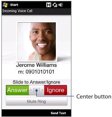 HTC TOUCH PRO 2 - To reject a call - 1
