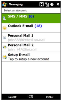 HTC TOUCH PRO 2 - To configure message account settings - 1