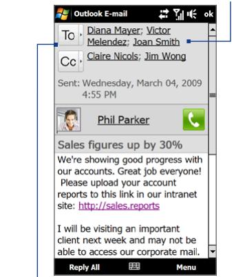 HTC TOUCH PRO 2 - Directly making calls from an e-mail - 2