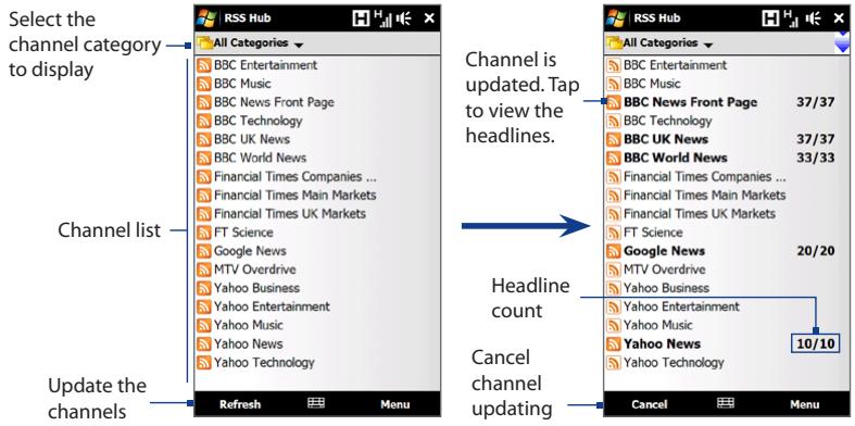 HTC TOUCH PRO 2 - To subscribe to news channels - 3
