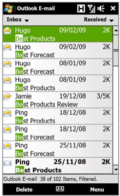 HTC TOUCH PRO 2 - To filter your Inbox - 1