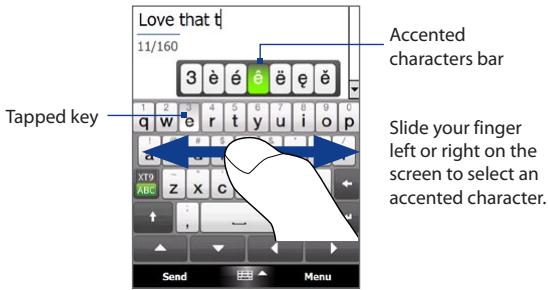HTC TOUCH PRO 2 - To enter accented characters - 1