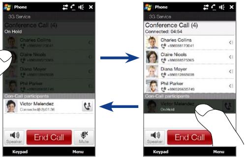HTC TOUCH PRO 2 - To manage the conference call in portrait view - 2