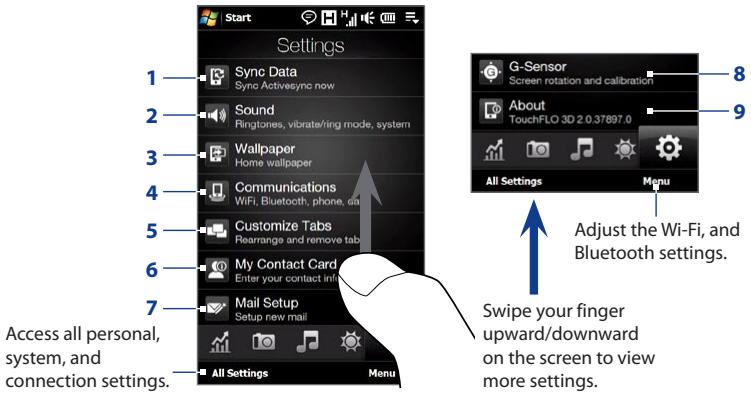 HTC TOUCH PRO 2 - Settings - 1