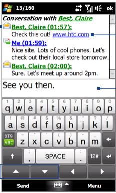 HTC TOUCH PRO 2 - To open a thread and view the exchange of text messages - 2
