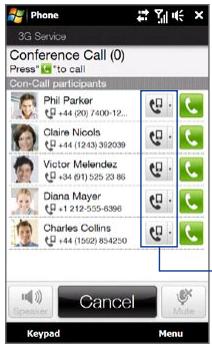 HTC TOUCH PRO 2 - To select participants and start a conference call - 2