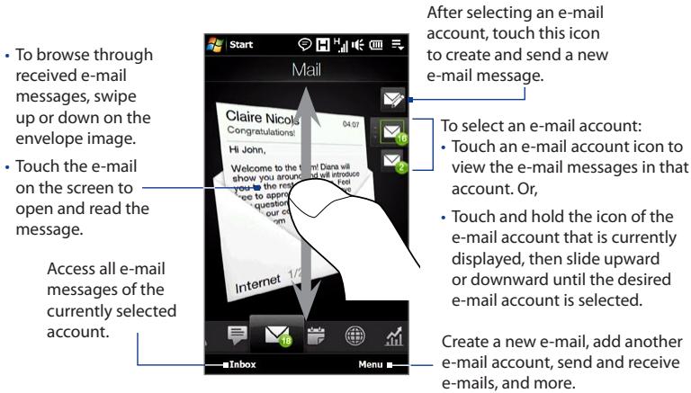 HTC TOUCH PRO 2 - Checking and reading e-mail messages - 1
