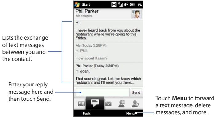 HTC TOUCH PRO 2 - Managing text messages from a contact - 1