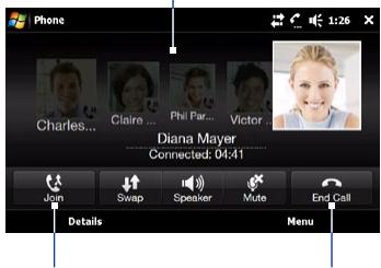 HTC TOUCH PRO 2 - To manage the conference call in landscape view - 2