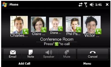 HTC TOUCH PRO 2 - To select participants and start a conference call - 3