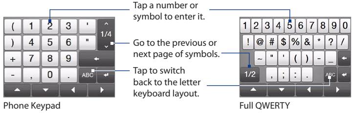 HTC TOUCH PRO 2 - To switch to Numeric and Symbol mode - 1