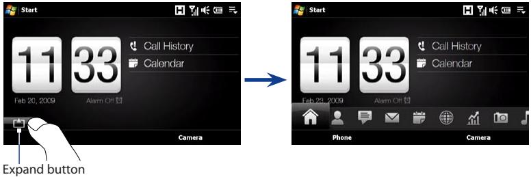 HTC TOUCH PRO 2 - Displaying the TouchFLO 3D Home screen in landscape view - 1