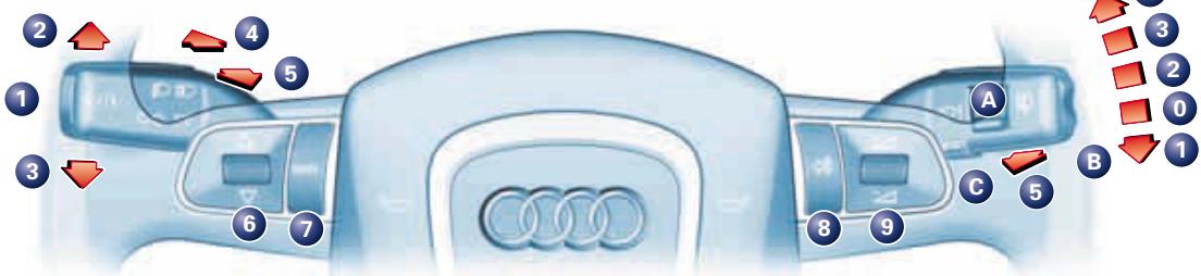 AUDI S8 - [7] Turn signal and main beam lever with button for lane assist - 1