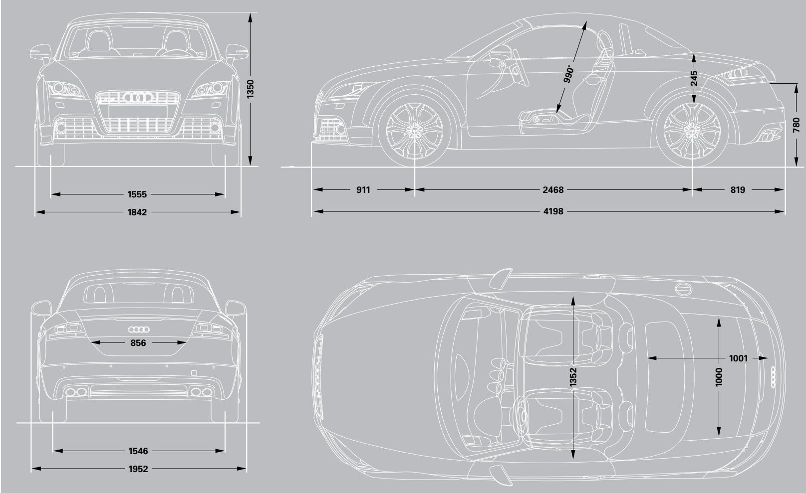 AUDI TTS COUPE - TTS Roadster dimensions - 1