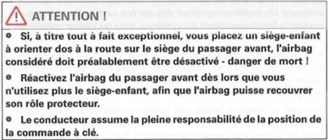 AUDI TT MK2 - Commande à clé de l'airbag passager - 1