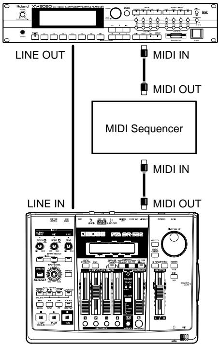 RADEND XV-SC80 MIDI IN MIDI OUT MIDI Sequencer MIDI IN MIDI OUT LINE OUT LINE IN MIDI BR-532