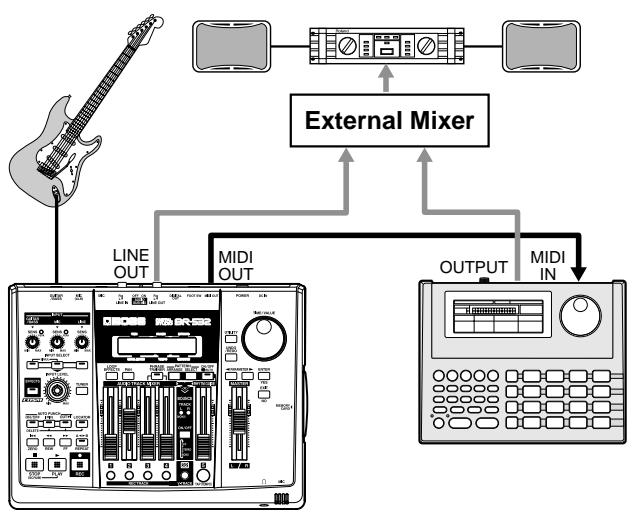 ROLAND BR-532 - Mixing the output from an external MIDI device with the output from your BR-532 (AUDIO SUB MIX) - 1