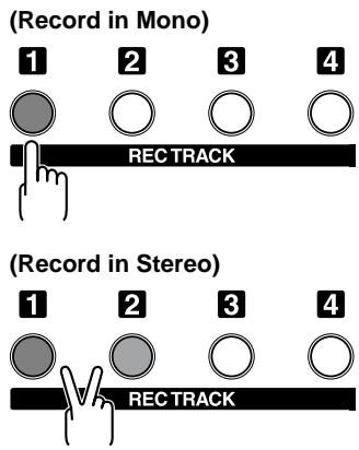 (Record in Mono) 1 2 3 4 RECTRACK Record in Stereo) 1 2 3 4 RECTRACK