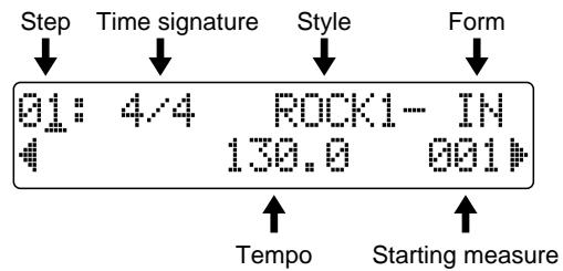 Step Time signature Style Form 01: 4/4 ROCK1- IN 4 130.0 001# Tempo Starting measure