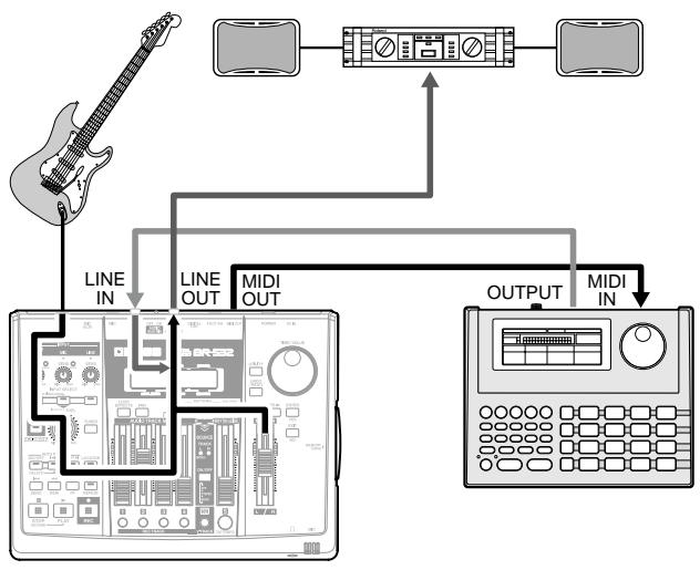 ROLAND BR-532 - Mixing the output from an external MIDI device with the output from your BR-532 (AUDIO SUB MIX) - 2