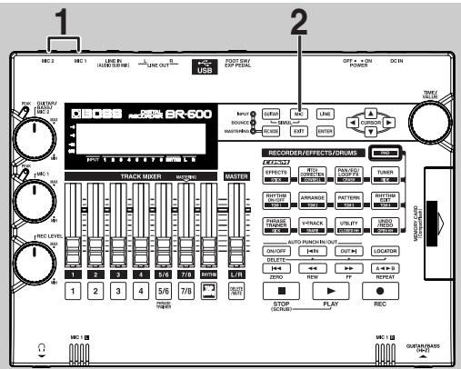 ROLAND BR-600 - - Turning on the onboard stereo microphone - 1