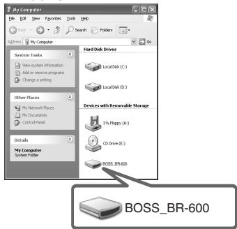 ROLAND BR-600 - - Folders and files created on memory cards are displayed on the computer screen. - 1
